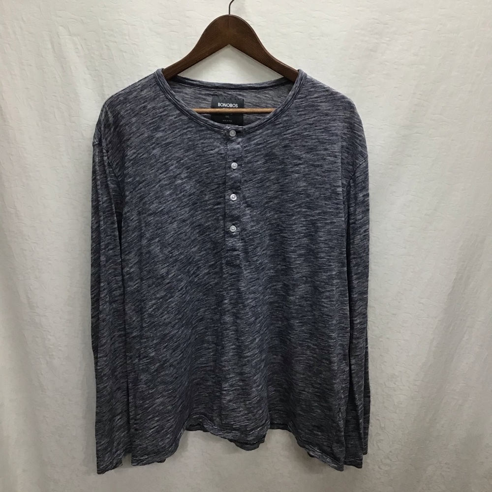 Bonobos blue ls standard fit henley shirt XXL